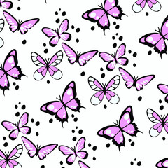Obraz na płótnie Canvas Butterfly vector pattern seamless background 