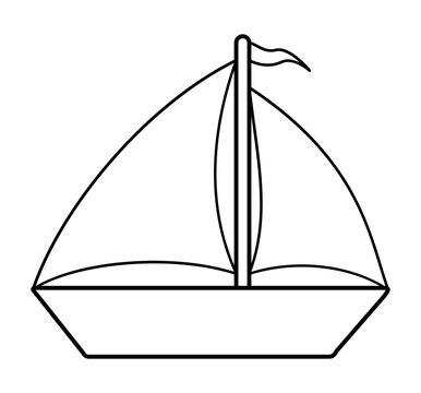 Ship outline icon. Coloring book page for children. Boat vector illustration isolated on white background.