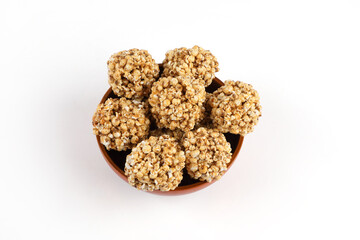 Indian homemade sweet popcorn candy balls	
