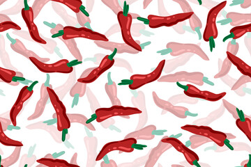 Chili peppers seamless pattern, color vector
