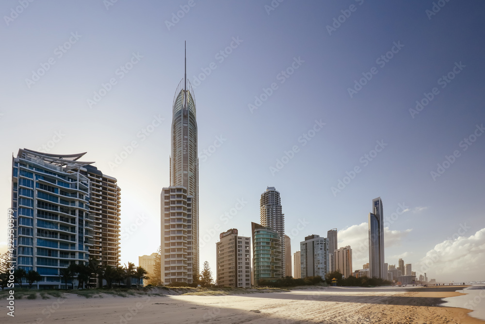 Poster Broadbeach Gold Coast at Sunset in Australia