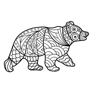 Coloring page with abstract bear, zenart