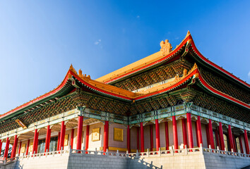 Obraz premium National theater & concert hall in Taipei, Taiwan. Magnificent Chinese-style palace building