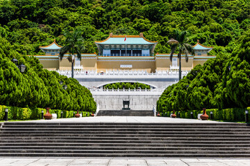 The Entrance of Taiwan National Palace Museum in Taipei, Taiwan. This is a Magnificent Chinese-style palace building