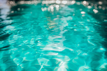  Blue water rippled background in swimming pool 