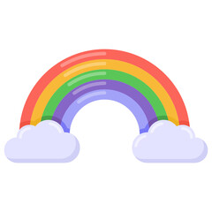 
A meteorological phenomenon, icon of rainbow in flat style  

