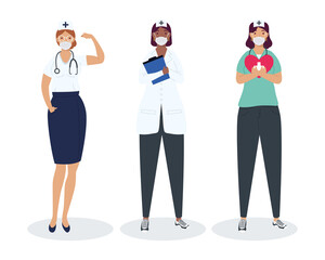 Fototapeta premium three nurses characters