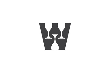 letter w wine logo, simple design with unique concept