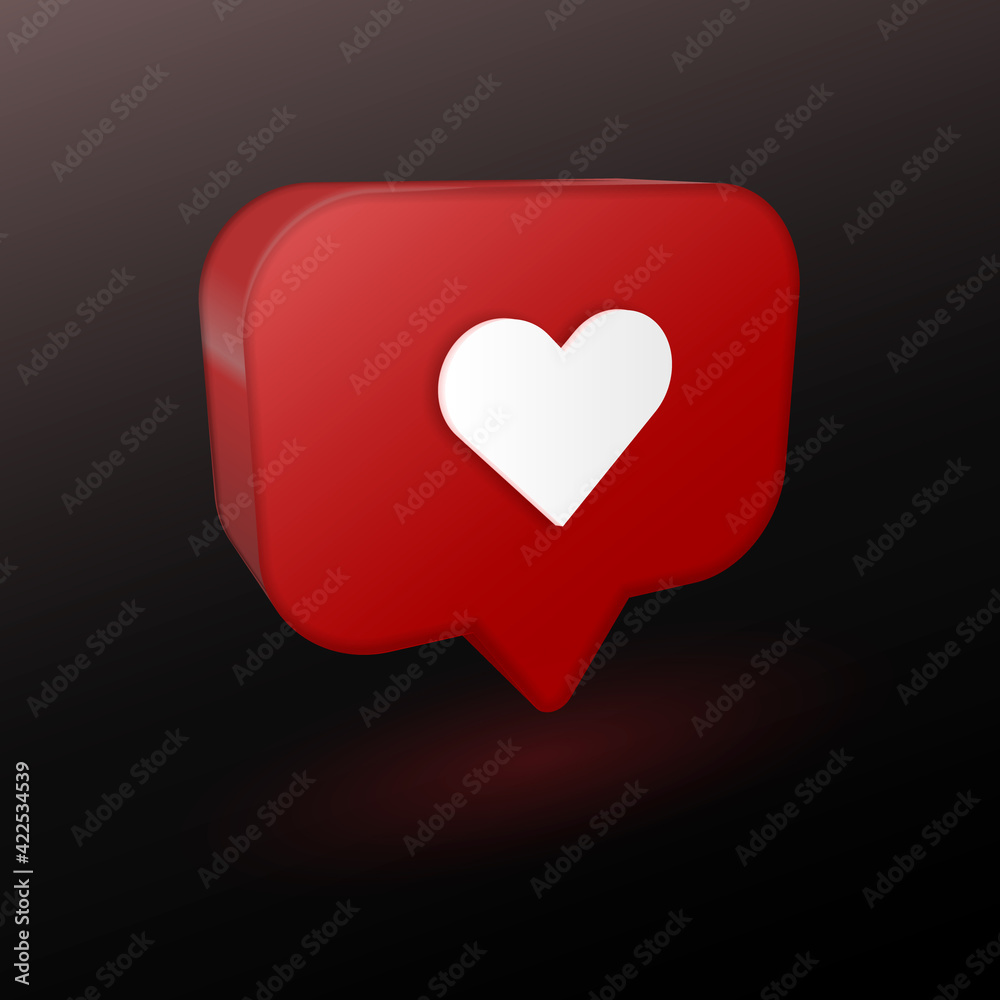 Poster social network push notification heart 3d vector