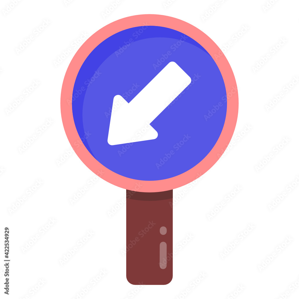 Sticker 
A left down arrow in flat editable design 

