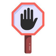 
Hand over board, flat icon of stop board

