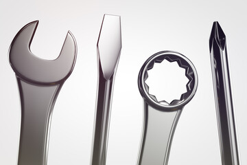 Set of tools. Wrenches and screwdrivers. Technical topics.