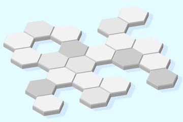 Hexagons in an isometric projection in a chaotic order background