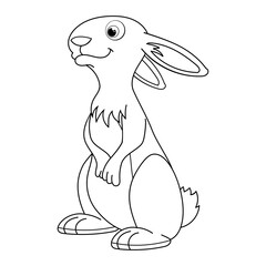 Colorless cartoon Rabbit. Coloring pages. Template page for coloring book of funny Hare or Bunny for kids. Practice worksheet or Anti-stress page for child. Cute outline education game. Vector EPS10