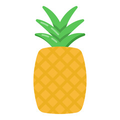 
Healthy and tropical plant pineapple in flat style icon 

