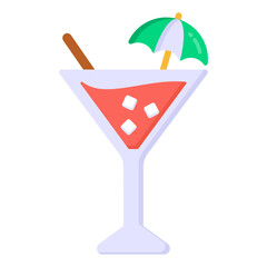 
Cocktail flat editable and suplinded icon, party drink 

