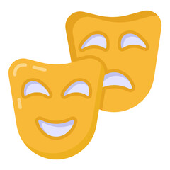 
A very creative flat design of theater mask, theater drama costume 

