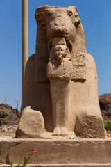 Fototapeta premium Alley of Rams Karnak Temple, Hall of caryatids. Luxor, Egypt