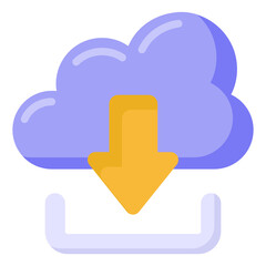 
An icon of cloud download in flat design 

