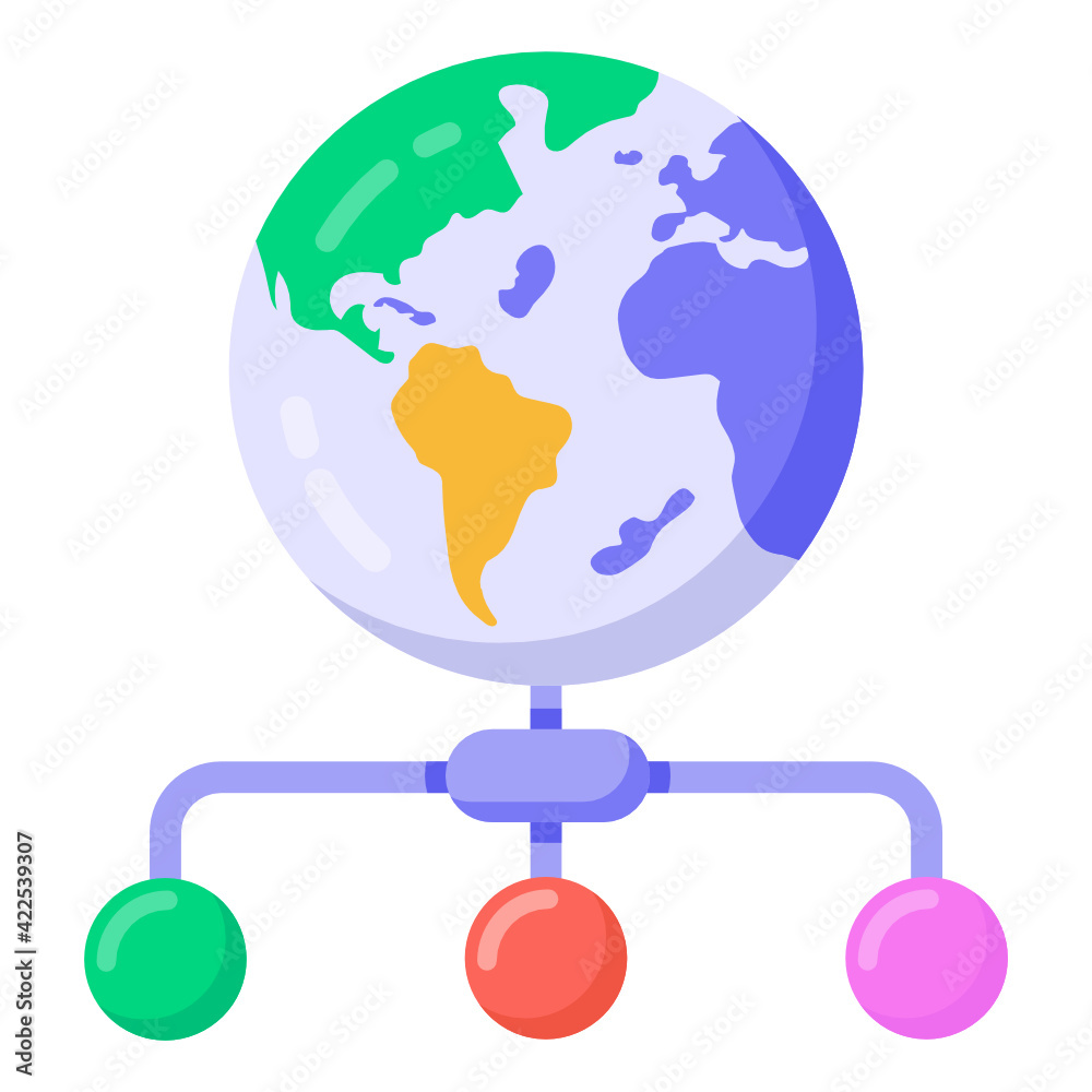Wall mural a network structure icon in flat design