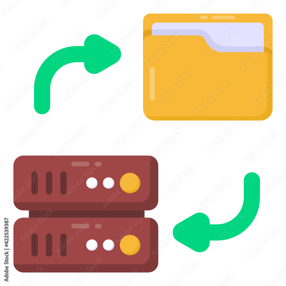 Poster icon of folder data transfer flat design