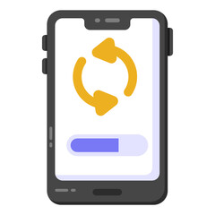 
An icon of phone syncing, flat design 

