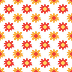 Seamless Colorful Cute Flower Pattern Background. Vector