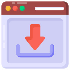 
An icon of web download in flat design 

