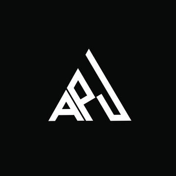 A P J letter logo creative design on black color background. APJ icon 