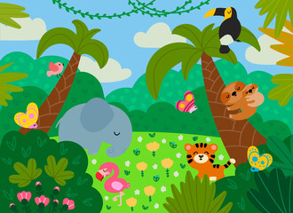 in the jungle cute cartoon animals