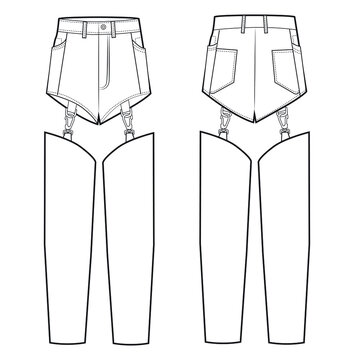 pantaloni alla moda vettoriale professionale fronte e retro