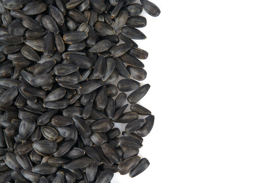 a pile of sunflower seeds isolated on white background