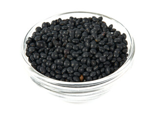 black lentils isolated on white background