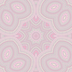 Muslim traditional mosaic vector seamless pattern. Batik print design. Retro spanish ornament. Floor print design. Circles and lines elements texture.