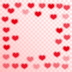 Fototapeta na wymiar Beautiful red hearts falling vector illustration.
