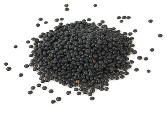 black lentils isolated on white background
