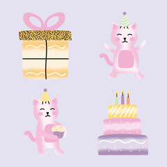 four birthday icons