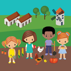 Little girls and boys agronomist.