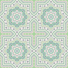 Beautiful italian maiolica tile seamless ornament. Ethnic structure vector motif. Quilt print design. Stylish italian mayolica tilework endless pattern. Line art graphic background.
