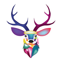 Naklejka premium Illustration vector Deer with colorful.