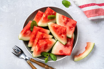 Watermelon pieces on light background