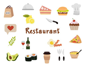 Set of restaurant and food vector icons