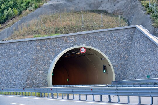Highway with fresh constructed tunnell