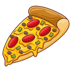 Pizza Vector in Flat Design Style
