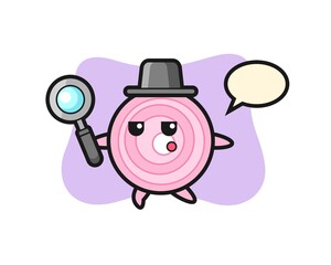 onion rings cartoon character searching with a magnifying glass
