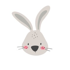 Hand drawn vector illustration of a cute funny rabbit. Design concept for kids.