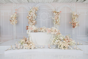 Beautifully decorated table for brides. A place to celebrate