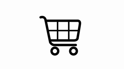 Black and White Shopping Cart Icon. Vector Isolated Illustration of a Shopping Cart