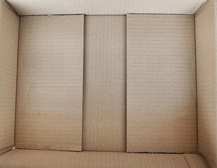 Empty cardboard box, inside view.