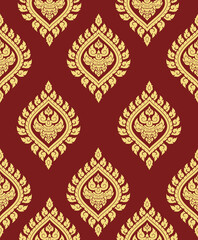 Line thai art seamless pattern background